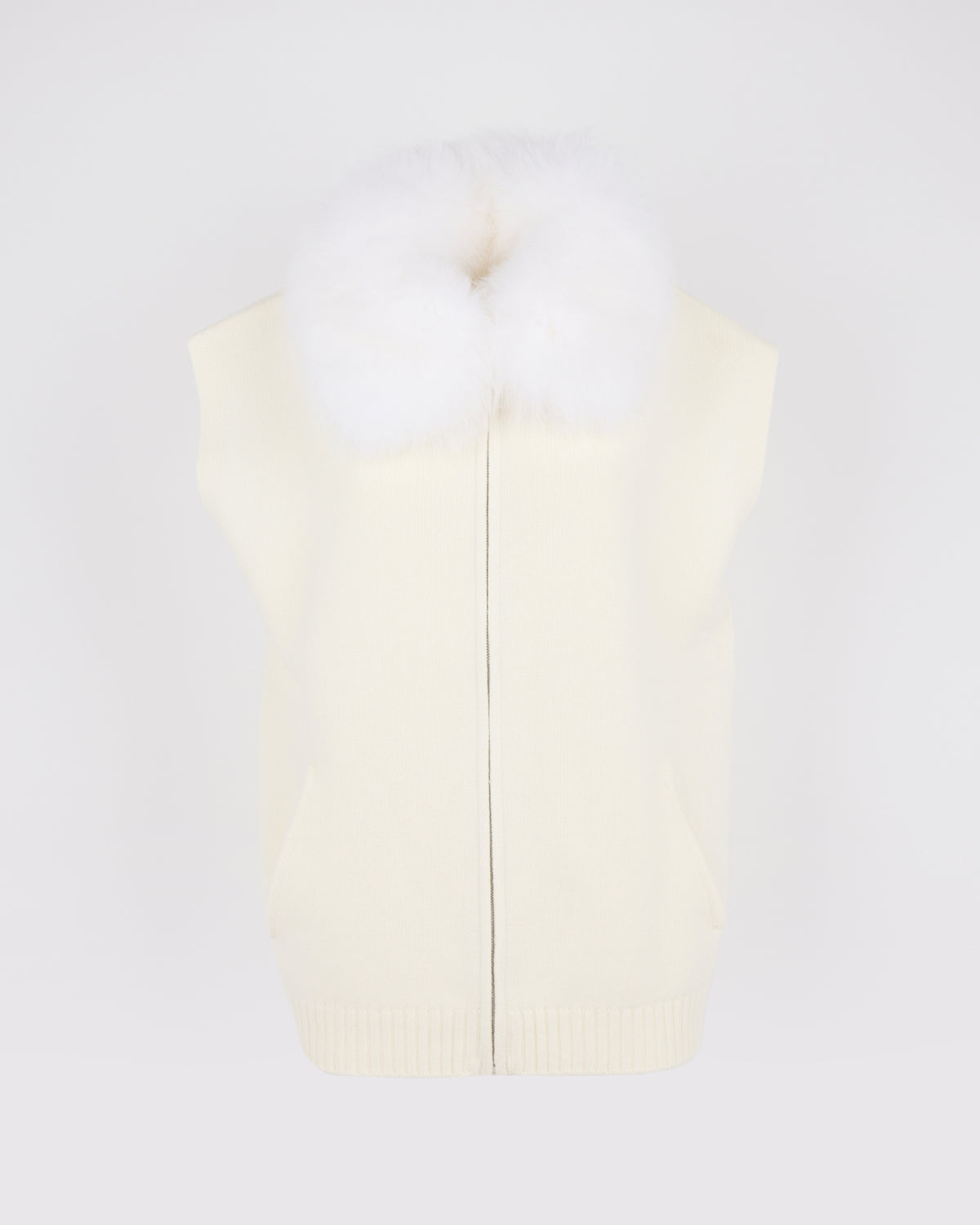 Veste en maille Mérinos et fourrure de renard - Yves Salomon - Nouvelle collection Automne Hiver