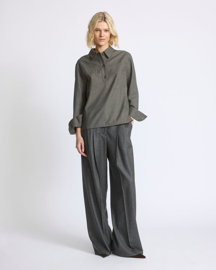 Blouse en lainage cachemire et coton - Yves Salomon - Nouvelle collection Automne Hiver