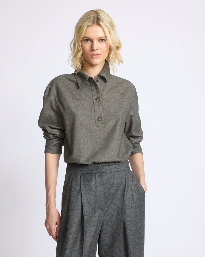 Blouse en lainage cachemire et coton - Yves Salomon - Nouvelle collection Automne Hiver