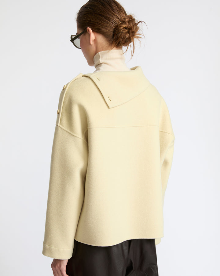 Blouse à col cheminée en lainage double face- Yves Salomon - Nouvelle collection Automne Hiver