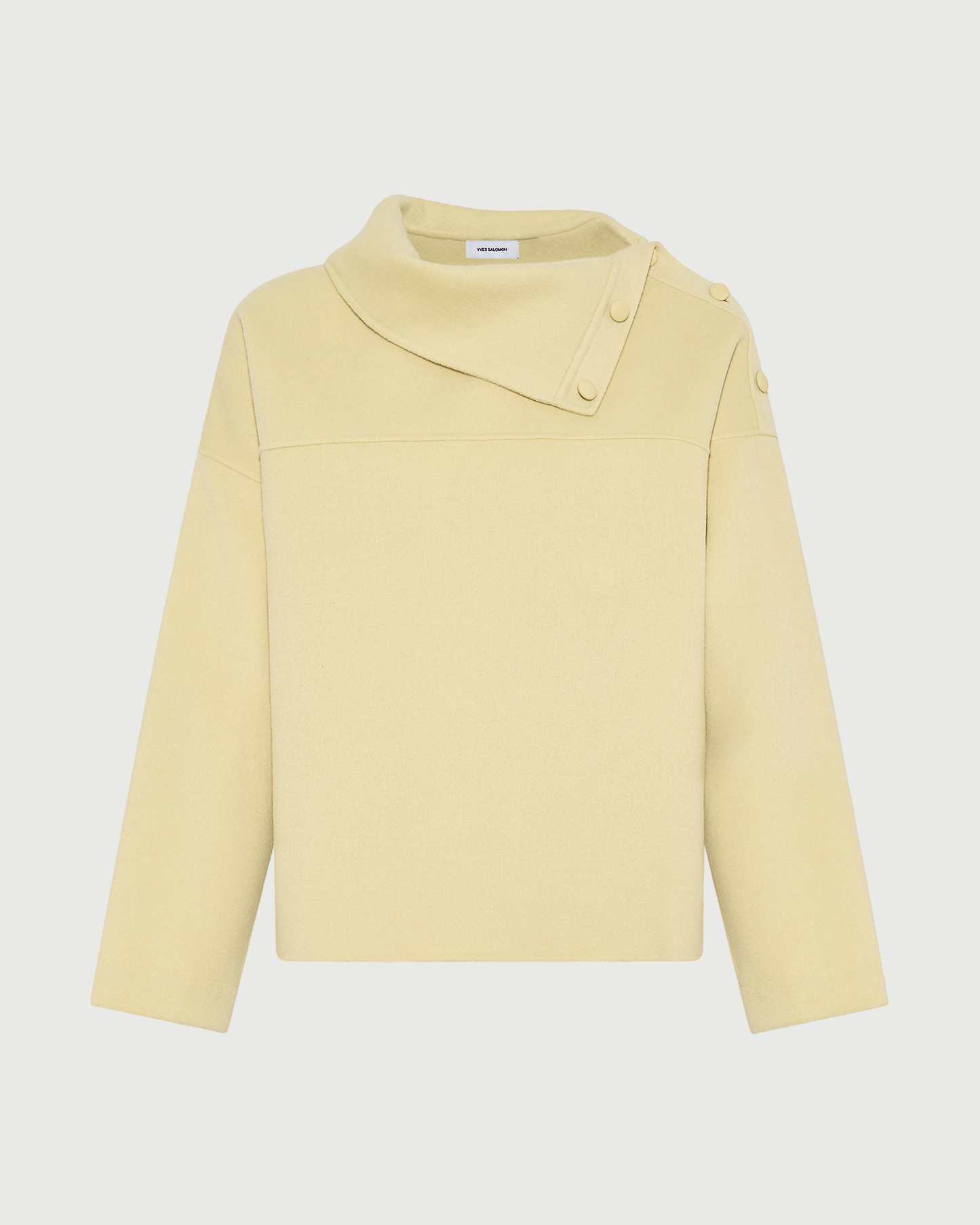 Blouse à col cheminée en lainage double face- Yves Salomon - Nouvelle collection Automne Hiver