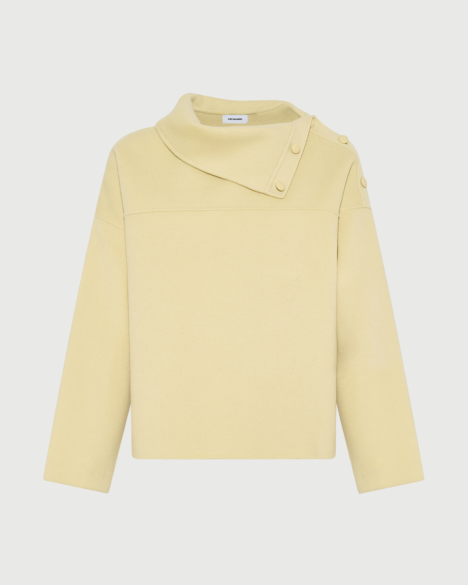 Blouse à col cheminée en lainage double face- Yves Salomon - Nouvelle collection Automne Hiver