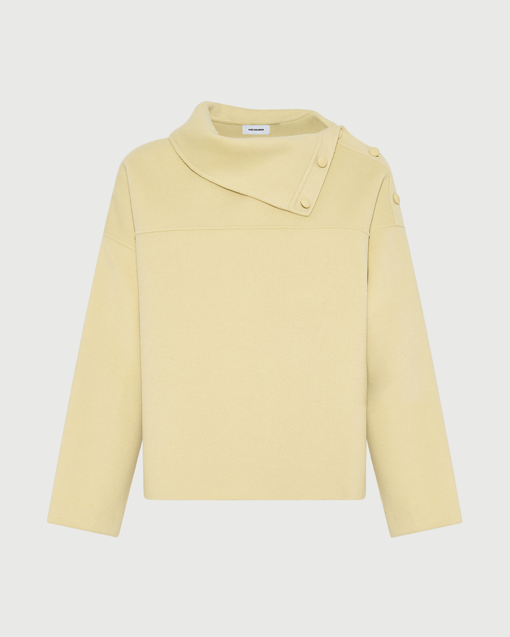 Double-sided wool funnel neck blouse