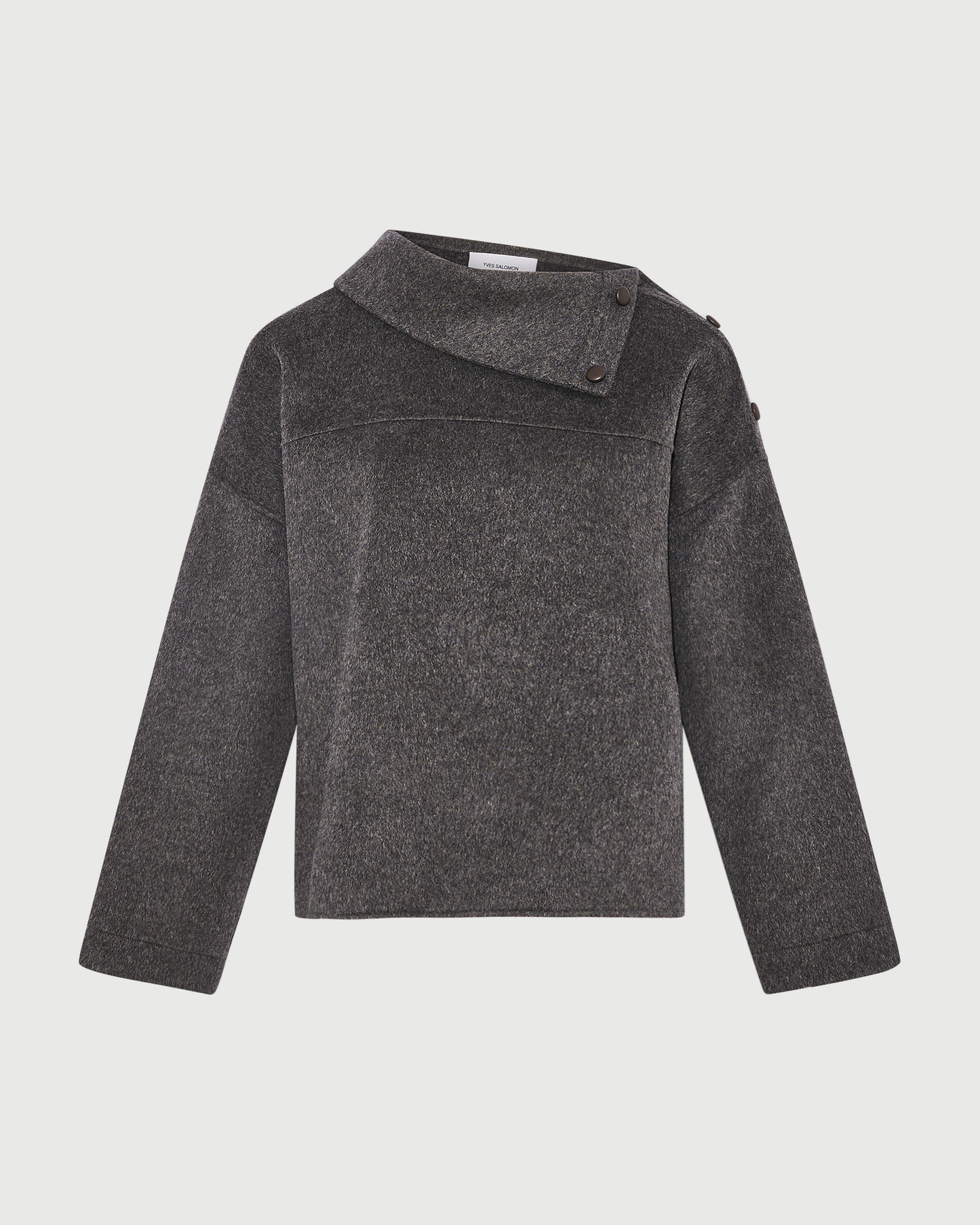 Blouse à col cheminée en lainage double face- Yves Salomon - Nouvelle collection Automne Hiver