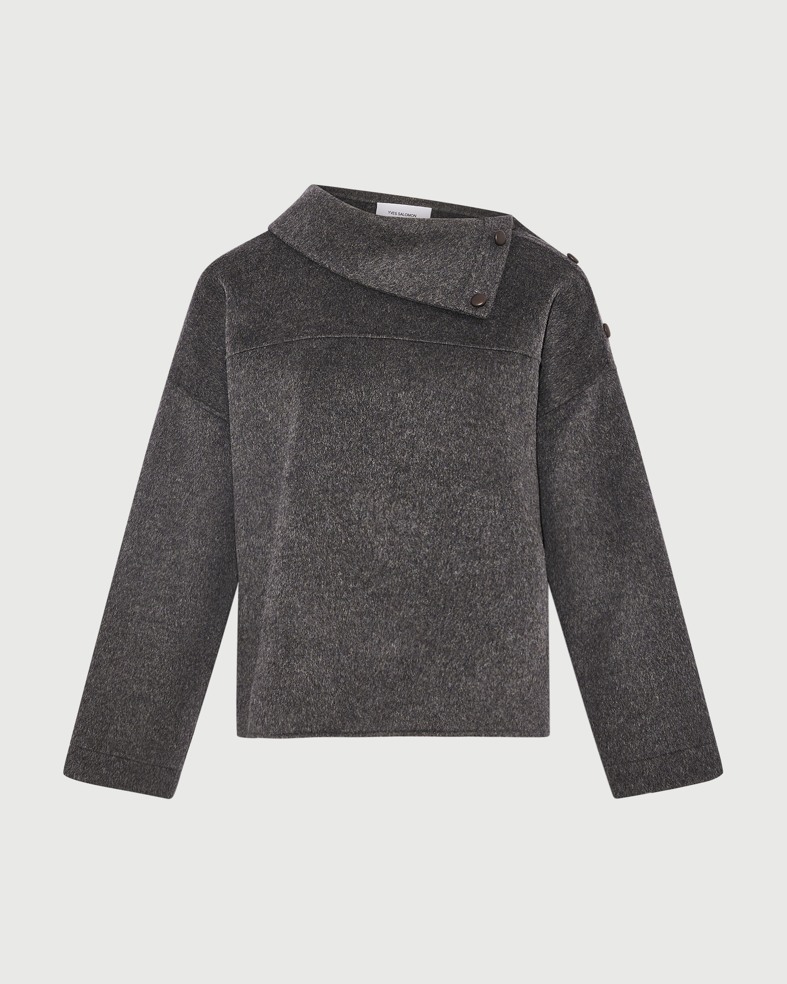 Blouse à col cheminée en lainage double face- Yves Salomon - Nouvelle collection Automne Hiver