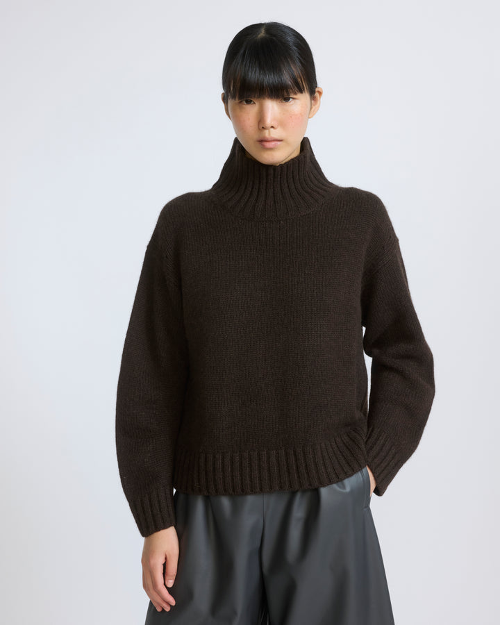 Pull col cheminée en maille 100% cachemire