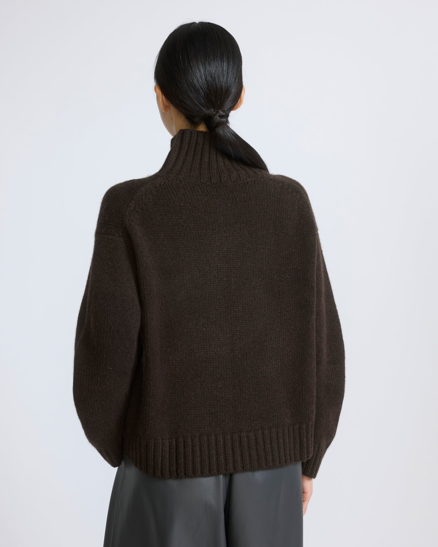 100% cashmere knit funnel neck sweater
