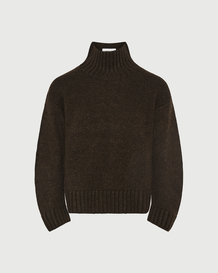 Pull col cheminée en maille 100% cachemire
