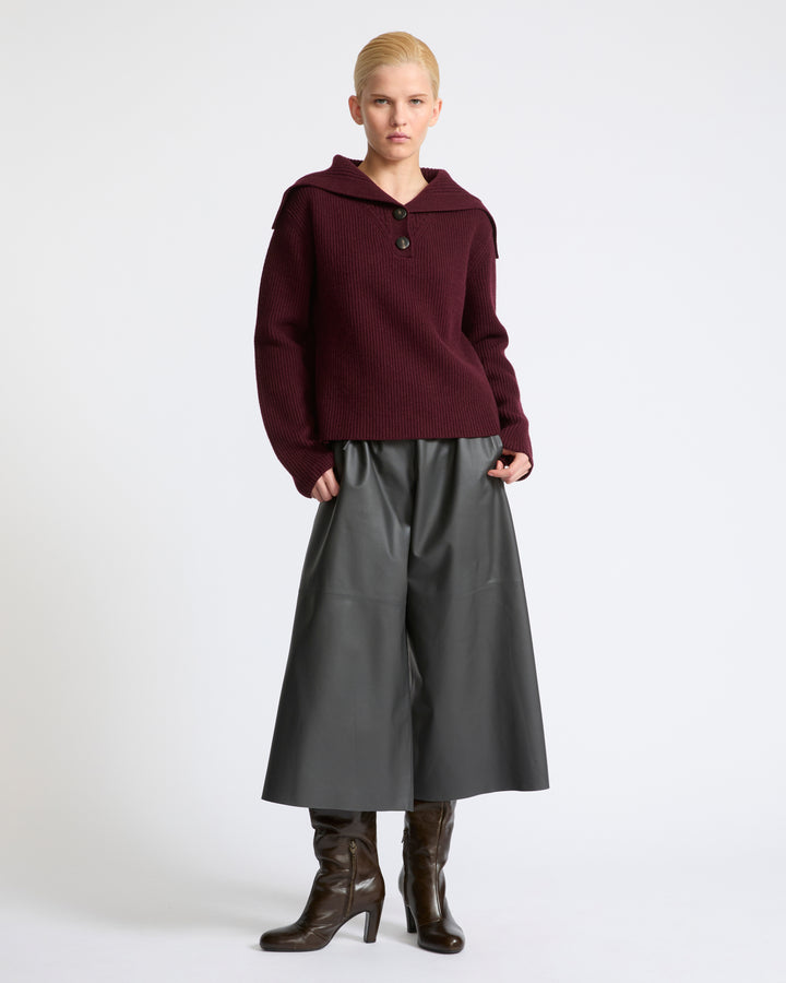 Pull col marin boutonné en maille- Yves Salomon - Nouvelle collection Automne Hiver