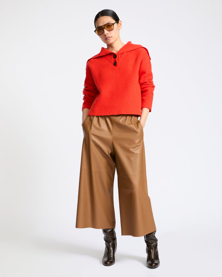 Pull col marin boutonné en maille- Yves Salomon - Nouvelle collection Automne Hiver