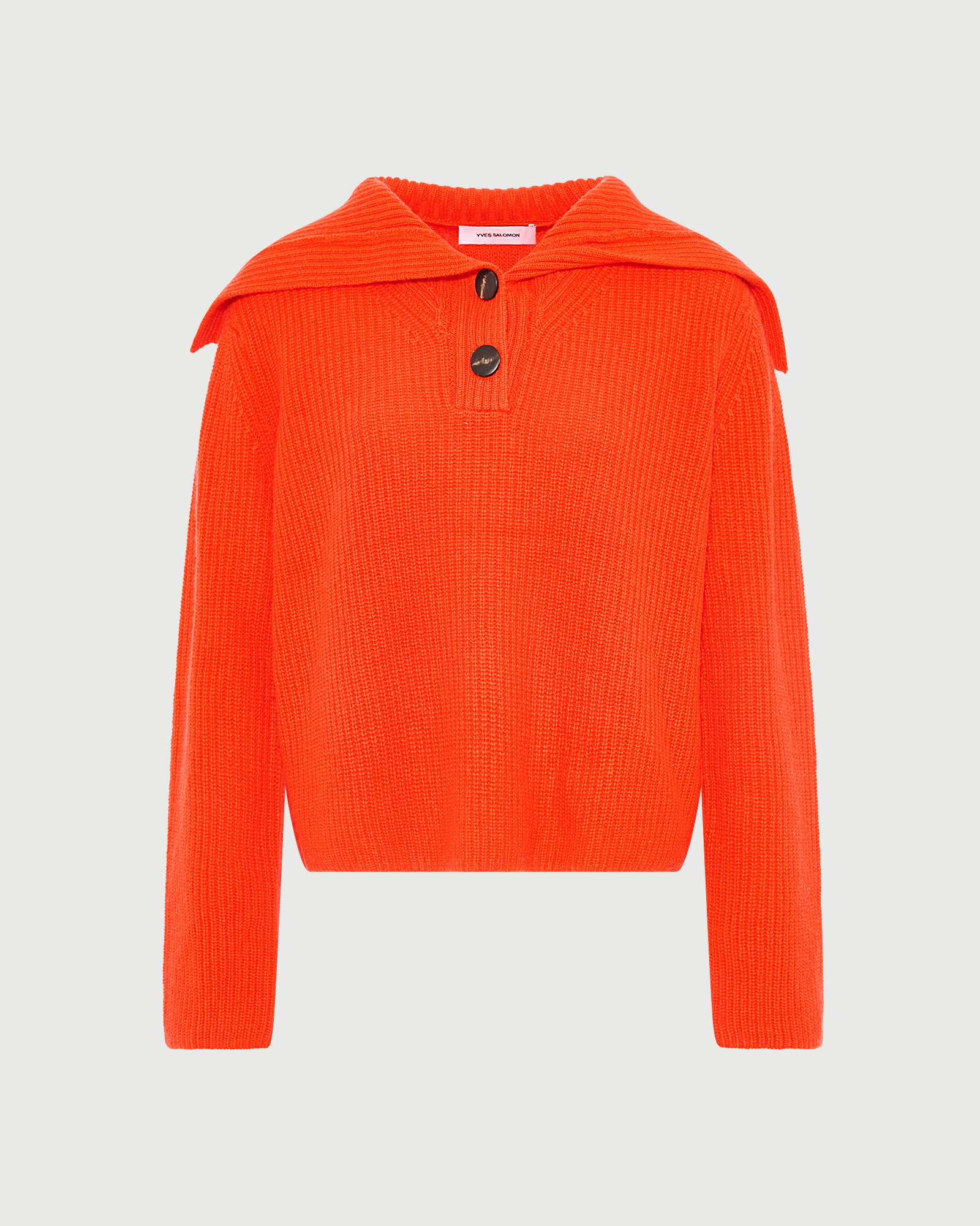 Pull col marin boutonné en maille- Yves Salomon - Nouvelle collection Automne Hiver