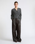 Fine cashmere knit round-neck cardigan