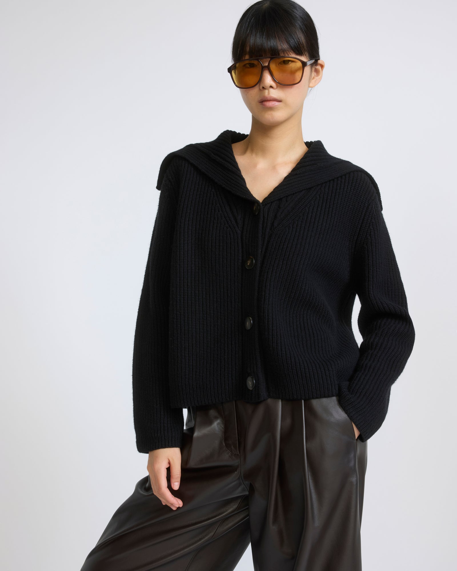 Cardigan col marin en maille