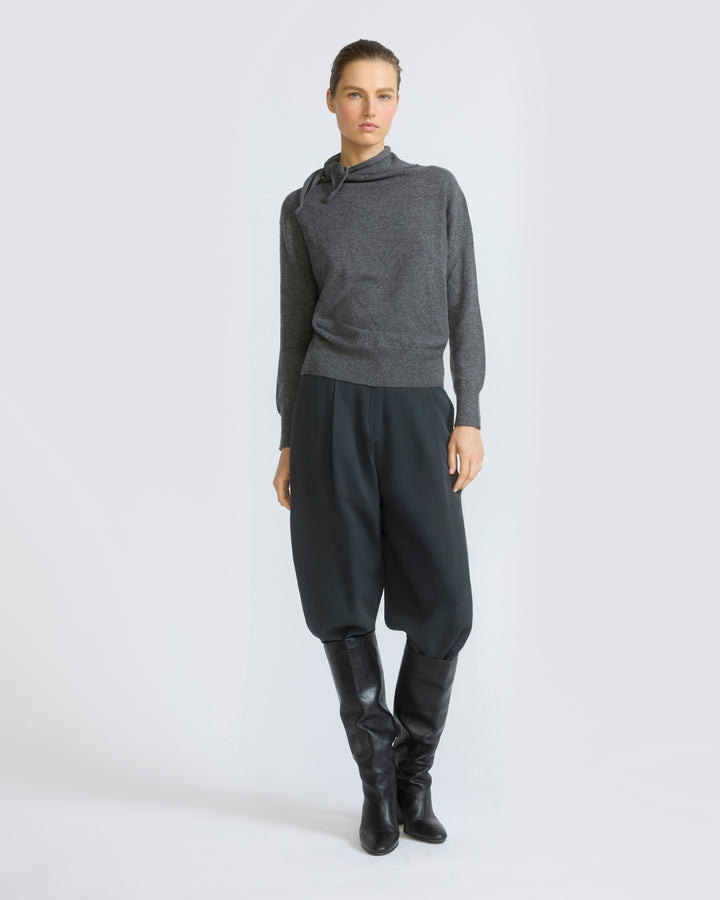 Pull fin col foulard en maille 100% cachemire