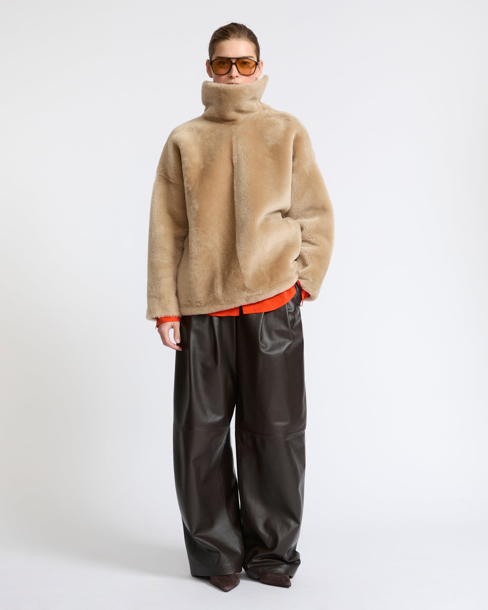 Sweat en peau lainée d'agneau- Yves Salomon - Nouvelle collection Automne Hiver