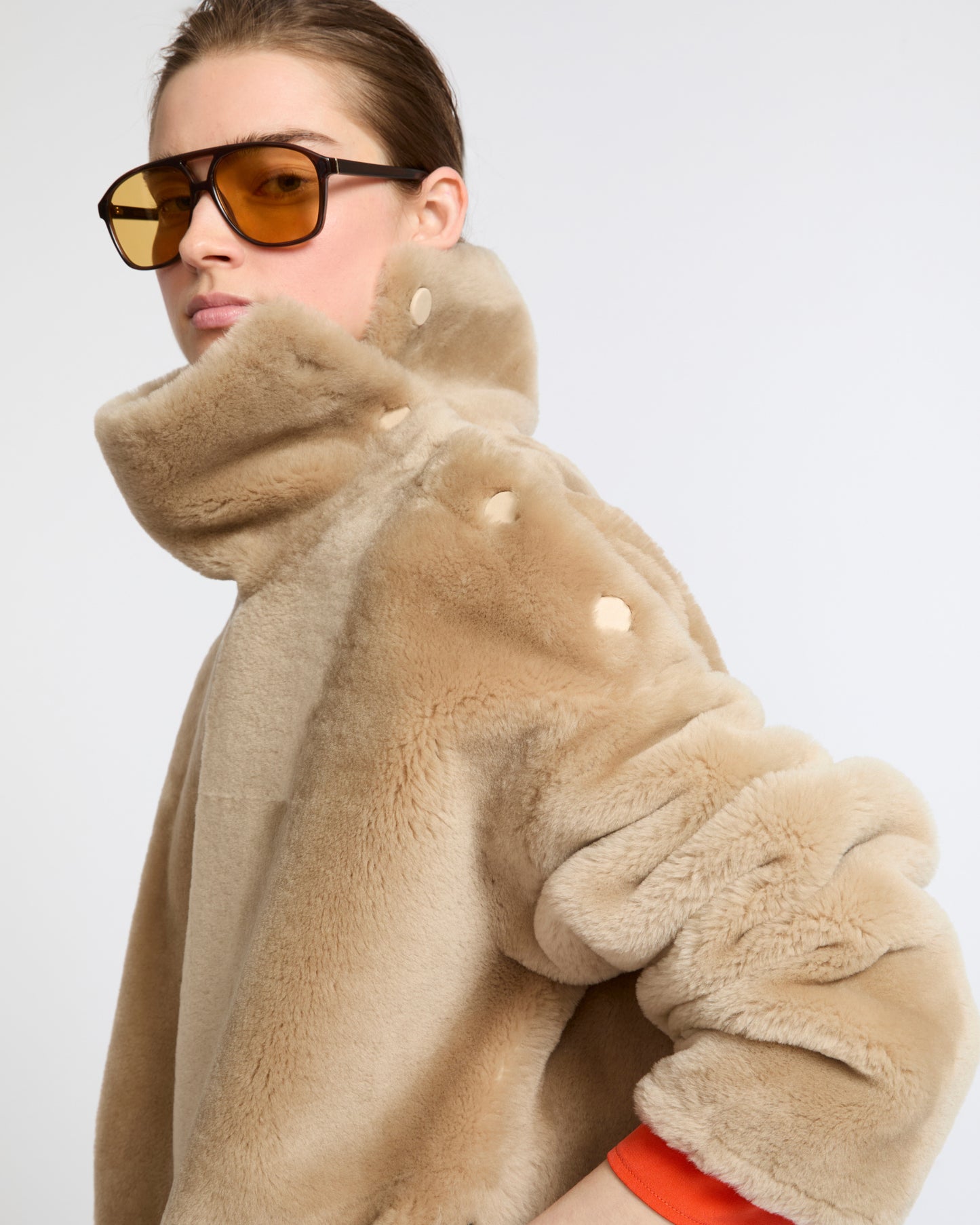Sweat en peau lainée d'agneau- Yves Salomon - Nouvelle collection Automne Hiver