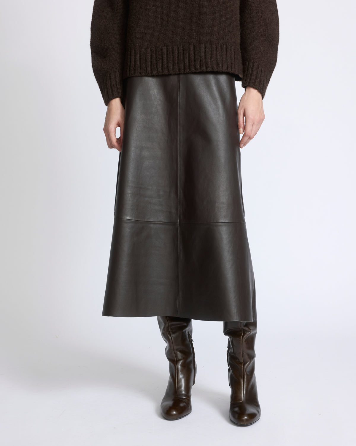 Jupe longue en cuir d'agneau - Yves Salomon - Nouvelle collection Automne Hiver