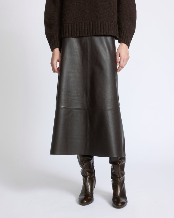 Jupe longue en cuir d'agneau - Yves Salomon - Nouvelle collection Automne Hiver