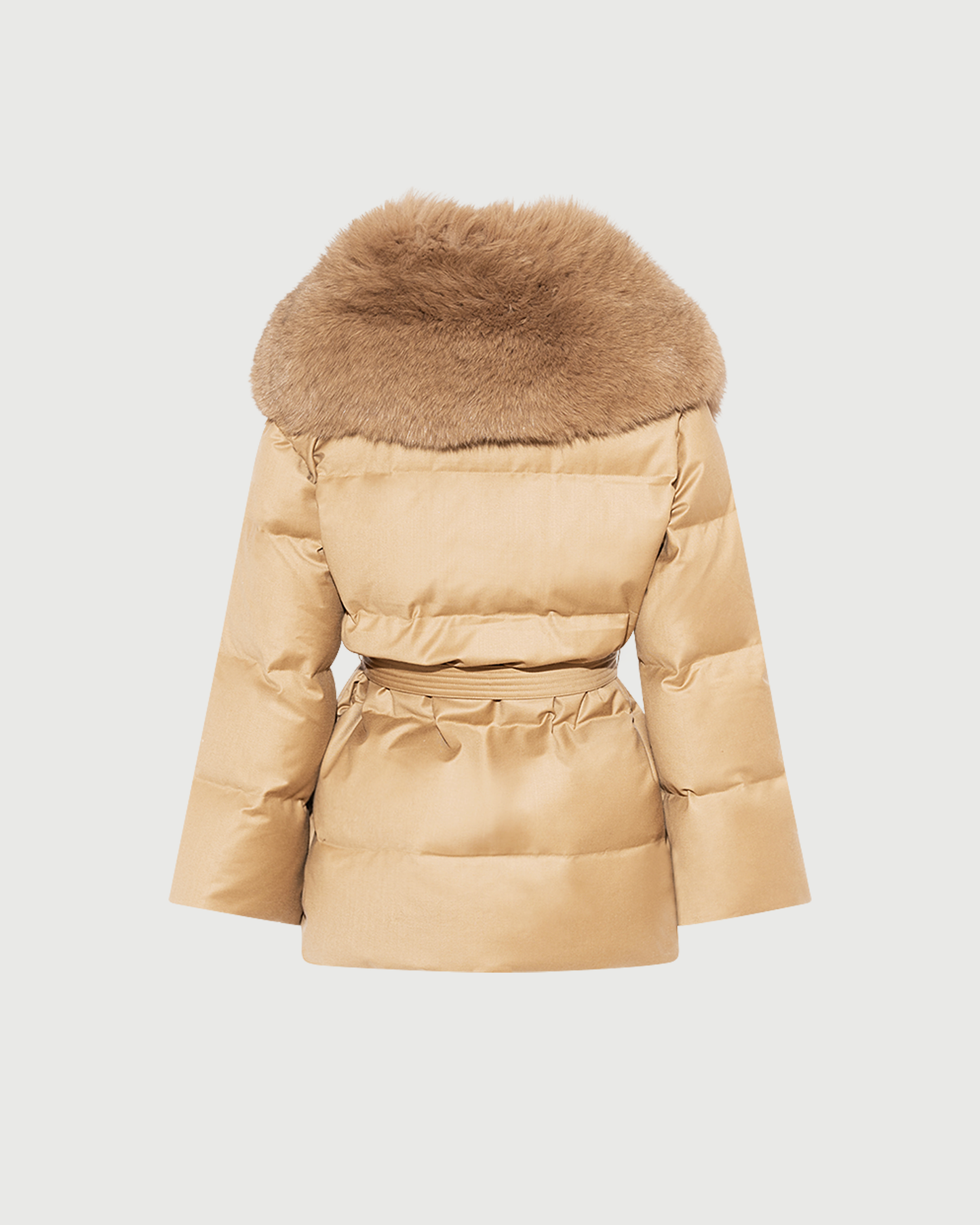 Doudoune longue croisée en tissu Loro Piana avec col amovible en fourrure de renard- Yves Salomon - Nouvelle collection Automne Hiver
