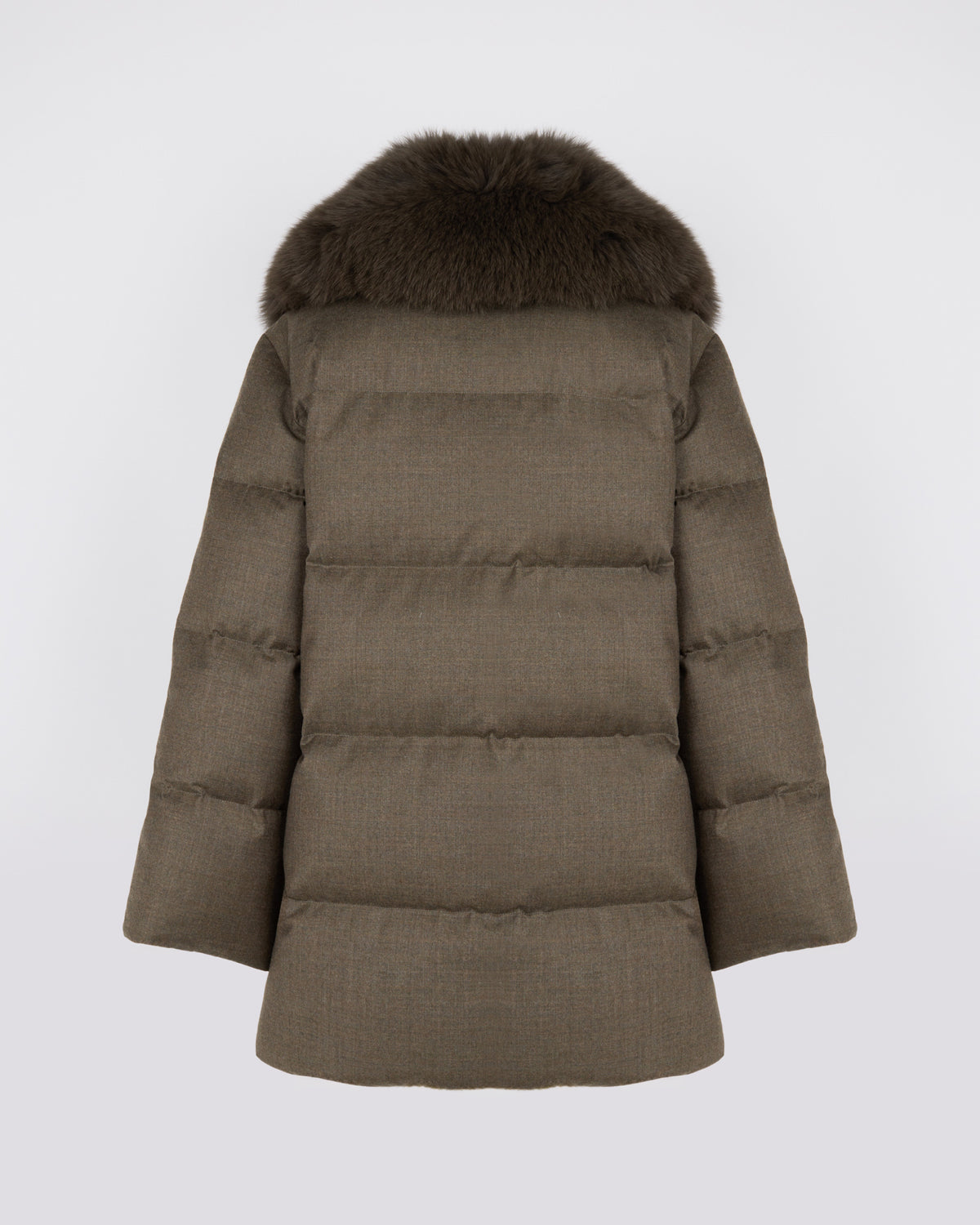 Doudoune longue croisée en tissu Loro Piana avec col amovible en fourrure de renard - Yves Salomon - Nouvelle collection Automne Hiver