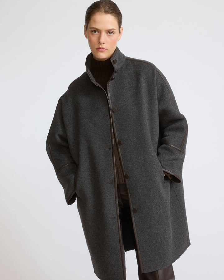 Manteau ample en lainage cachemire double face - Yves Salomon - Nouvelle collection Automne Hiver