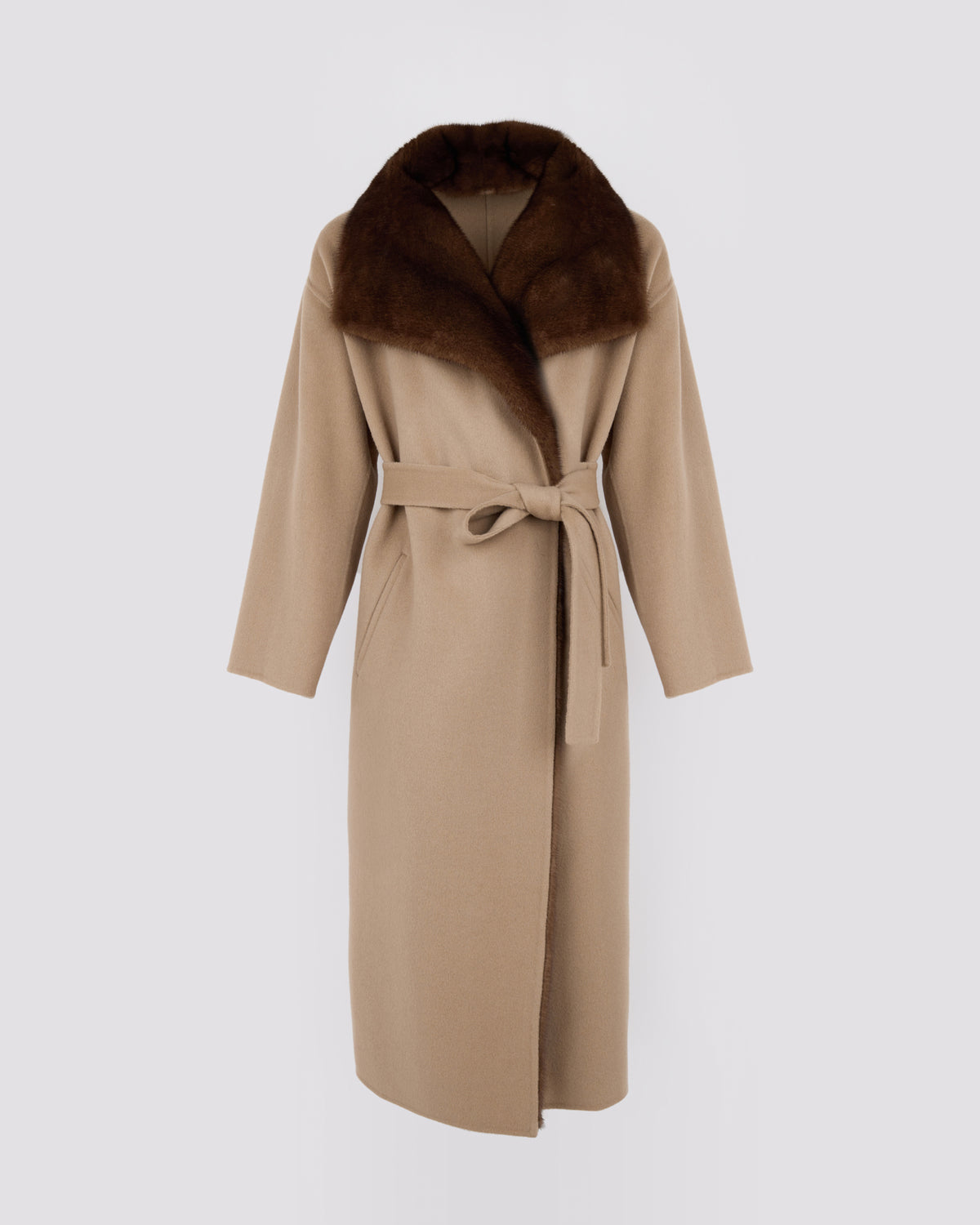 Manteau en lainage double face lainage cachemire et fourrure de vison - Yves Salomon - Nouvelle collection Automne Hiver
