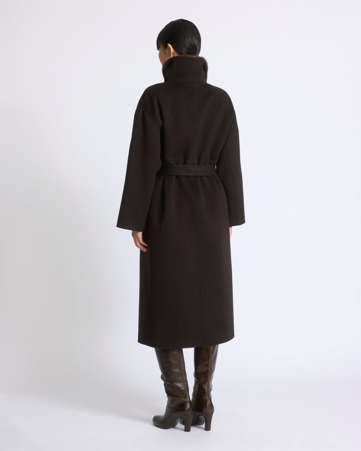 Manteau en lainage double face lainage cachemire et fourrure de vison - Yves Salomon - Nouvelle collection Automne Hiver
