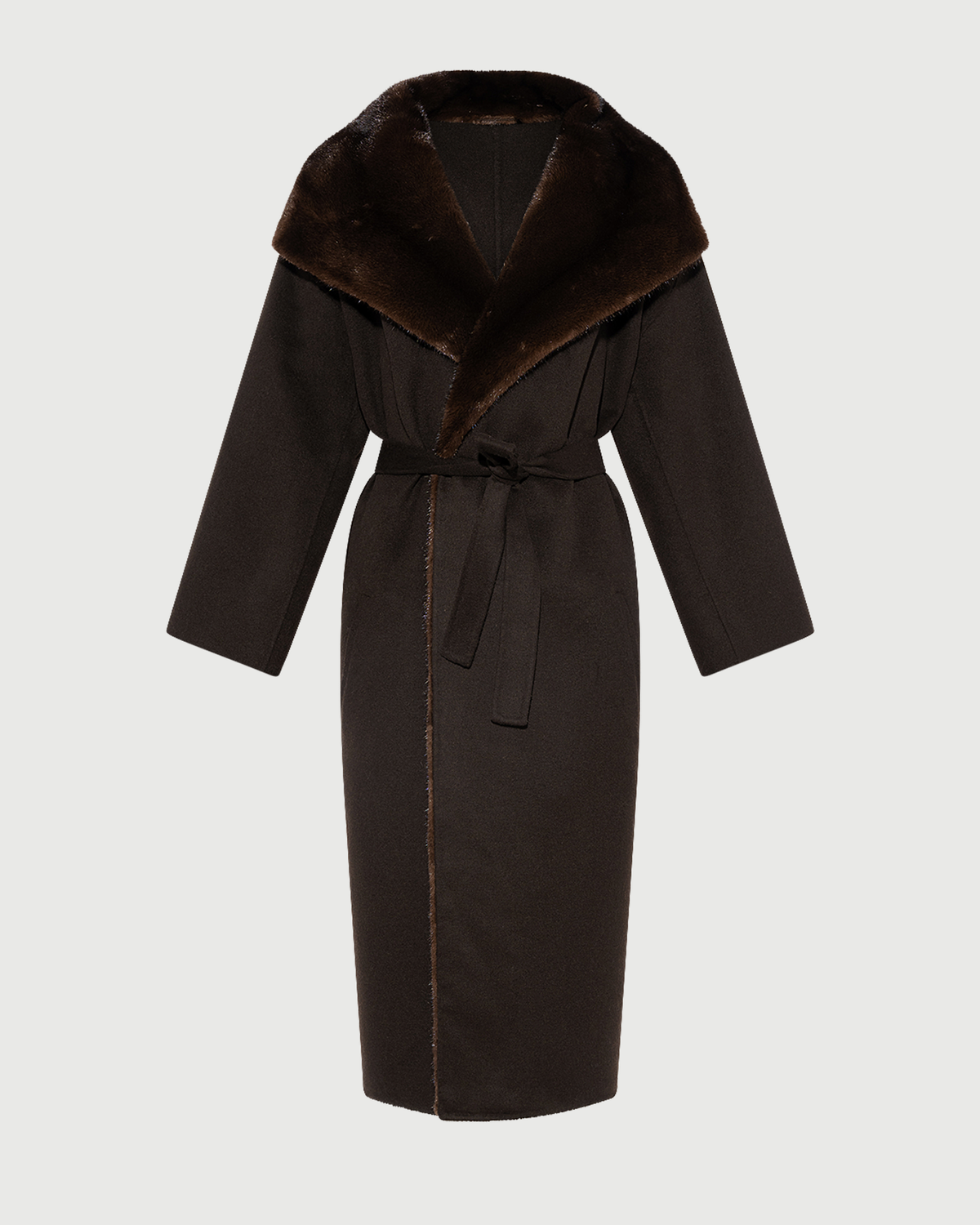 Manteau en lainage double face lainage cachemire et fourrure de vison- Yves Salomon - Nouvelle collection Automne Hiver