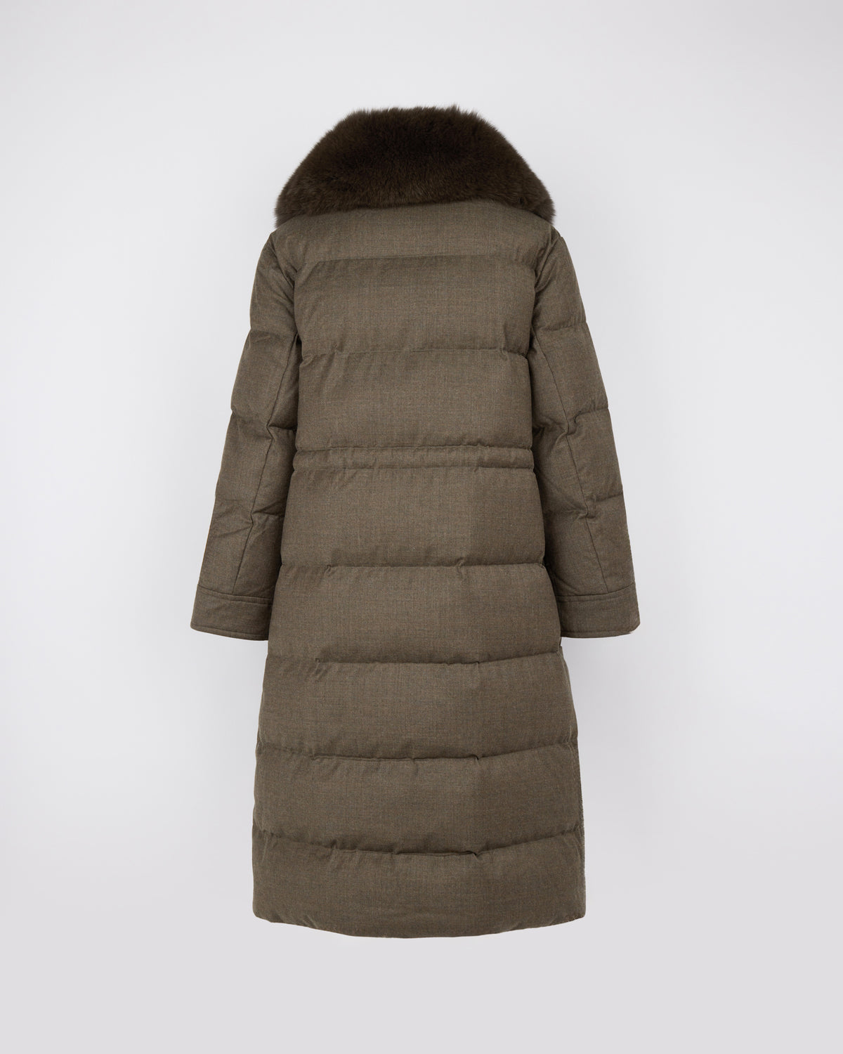 Doudoune longue droite avec col amovible en fourrure de renard - Yves Salomon - Nouvelle collection Automne Hiver