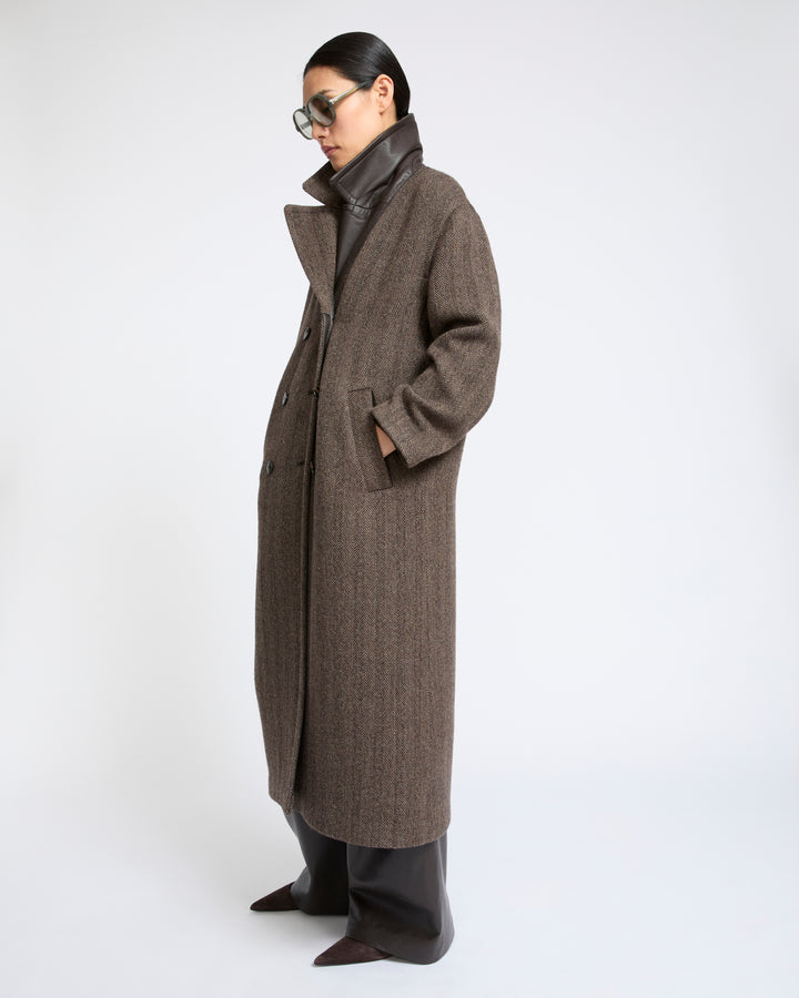 Manteau en lainage double face à chevrons- Yves Salomon - Nouvelle collection Automne Hiver