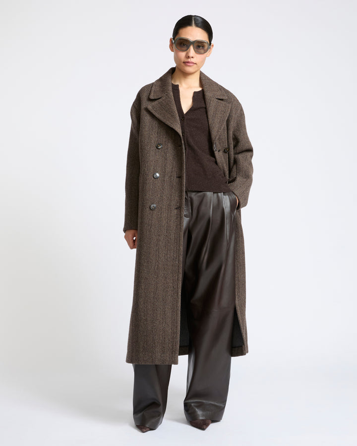 Manteau en lainage double face à chevrons- Yves Salomon - Nouvelle collection Automne Hiver
