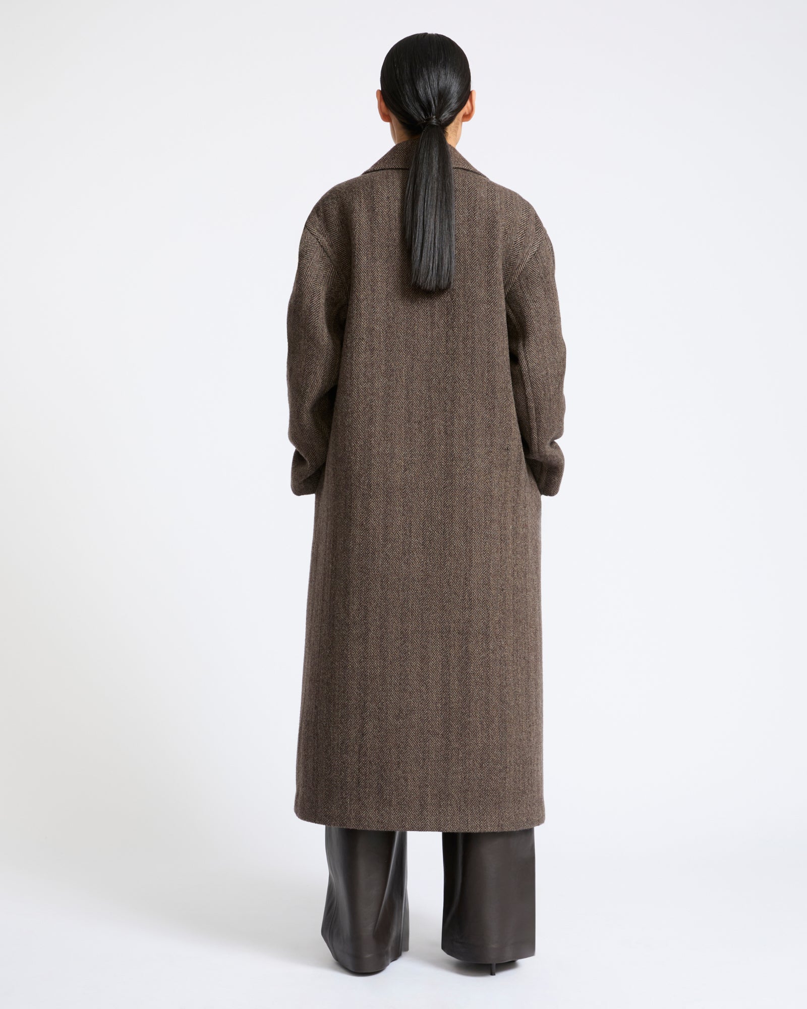 Manteau en lainage double face à chevrons- Yves Salomon - Nouvelle collection Automne Hiver