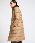 Long down jacket with detachable mink fur collar