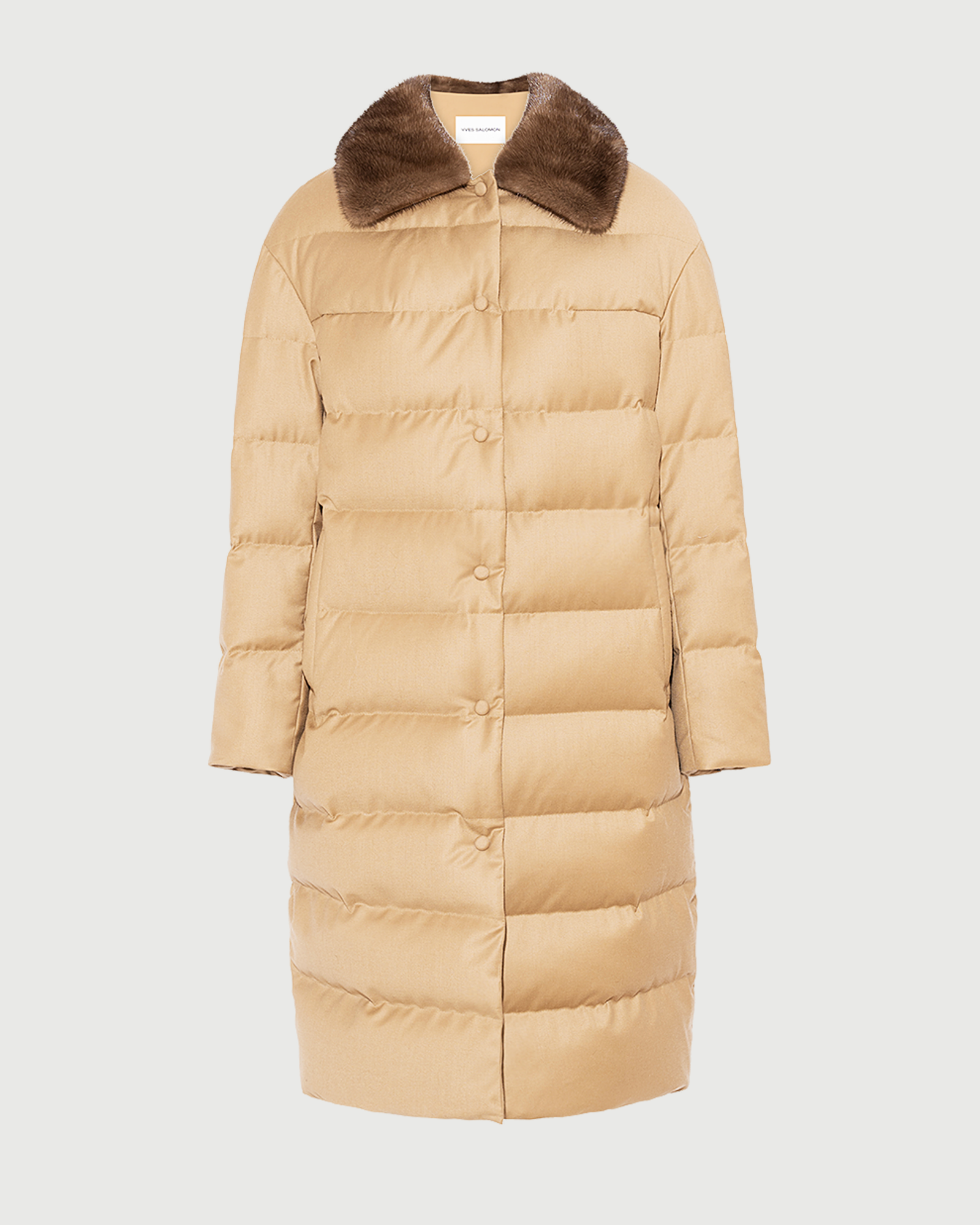 Doudoune longue en tissu technique Loro Piana avec col en fourrure de vison amovible- Yves Salomon - Nouvelle collection Automne Hiver