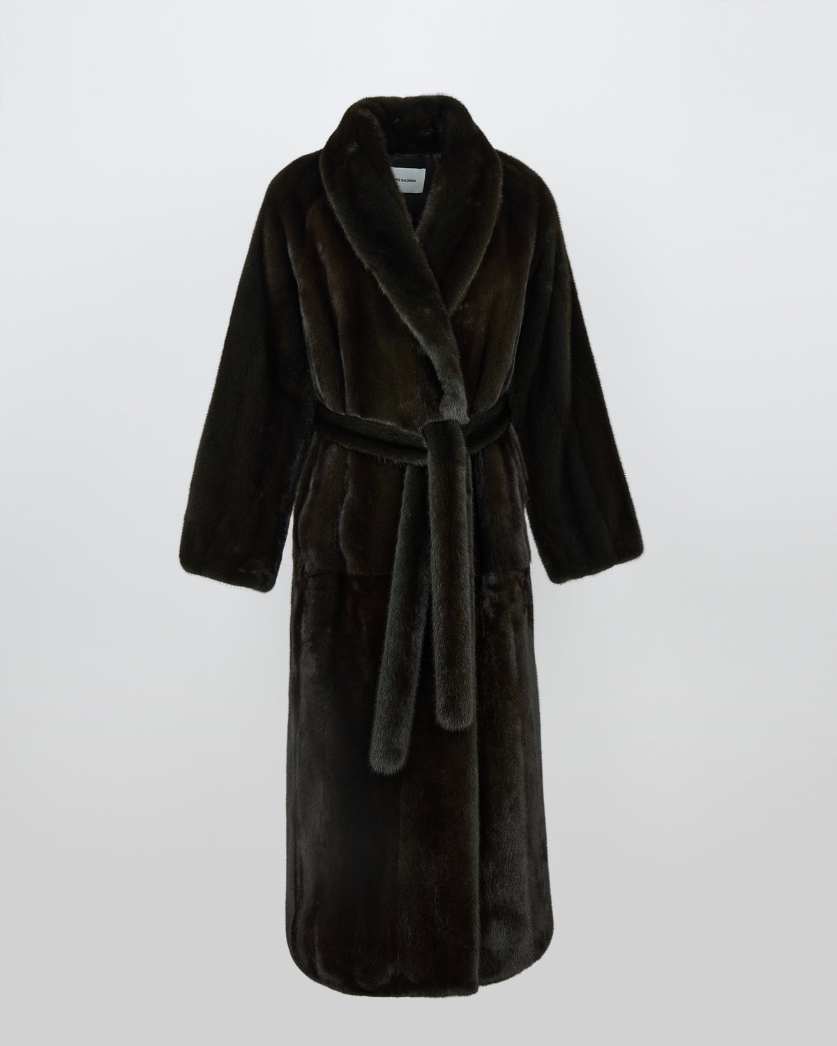 Manteau long ceinturé en fourrure de vison long poil avec col châle - Yves Salomon - Nouvelle collection Automne Hiver