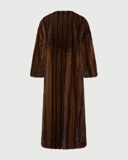 Maxi coat in long-haired straightened mink fur