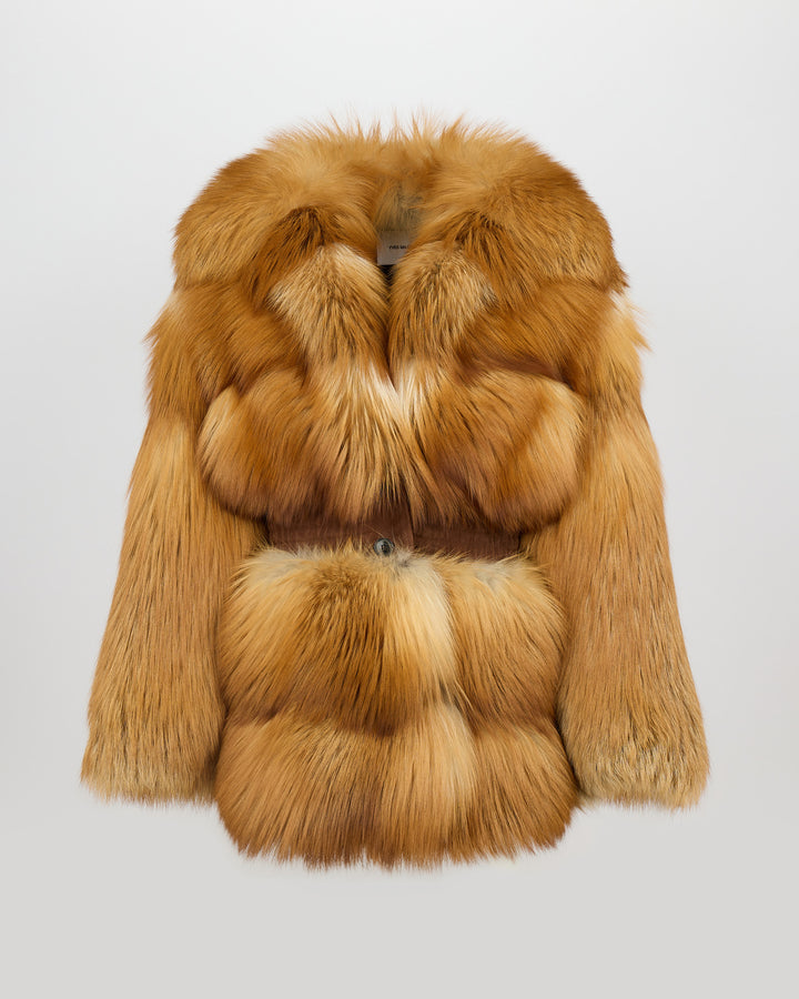Manteau ceinturé en fourrure de renard
