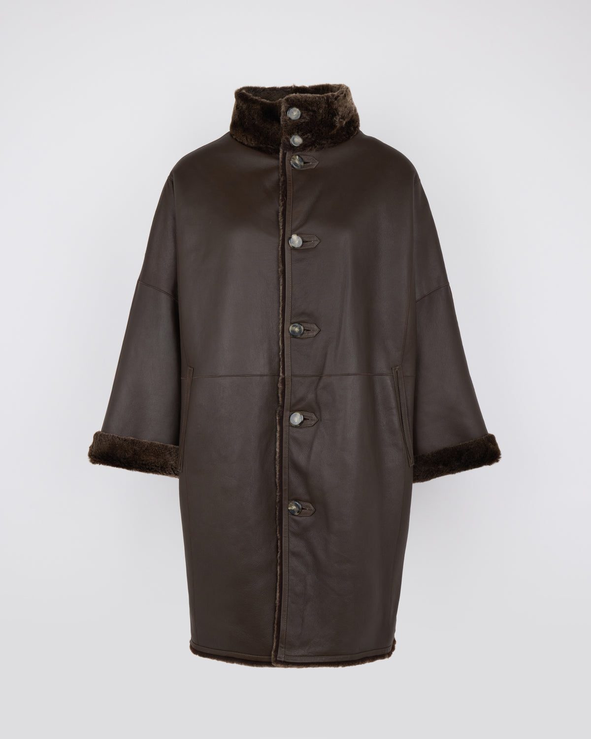 Manteau ample en peau lainée d'agneau - Yves Salomon - Nouvelle collection Automne Hiver