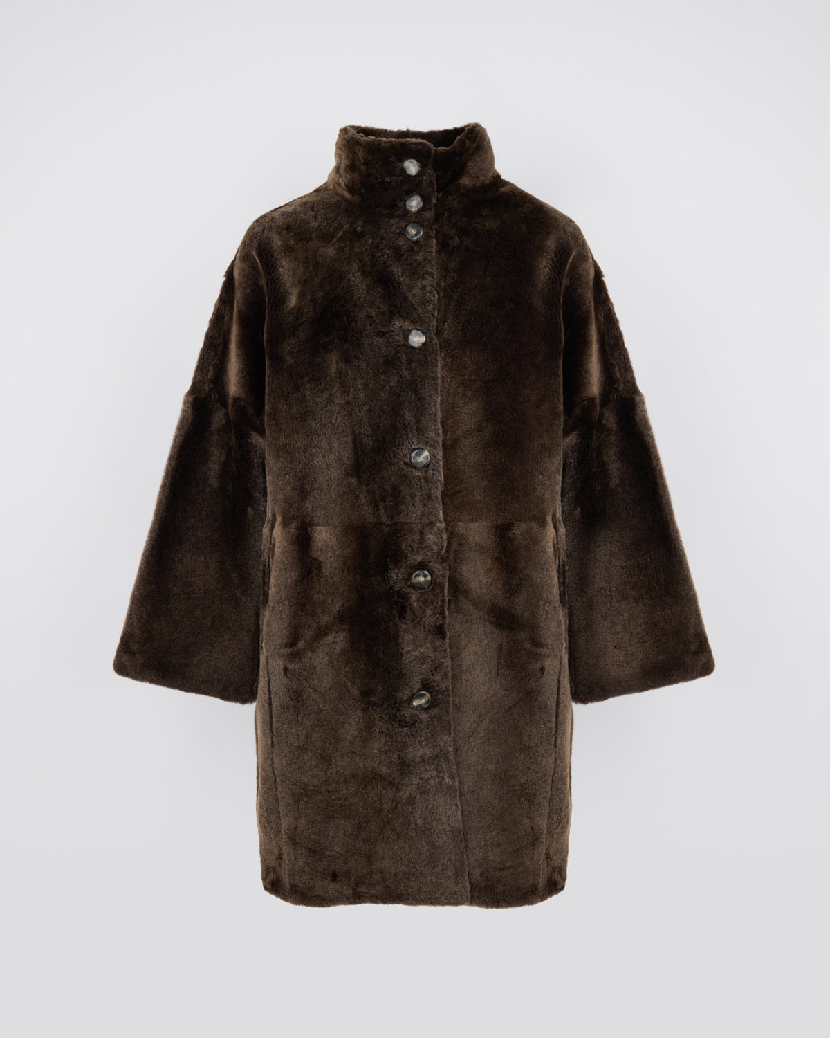 Manteau ample en peau lainée d'agneau - Yves Salomon - Nouvelle collection Automne Hiver