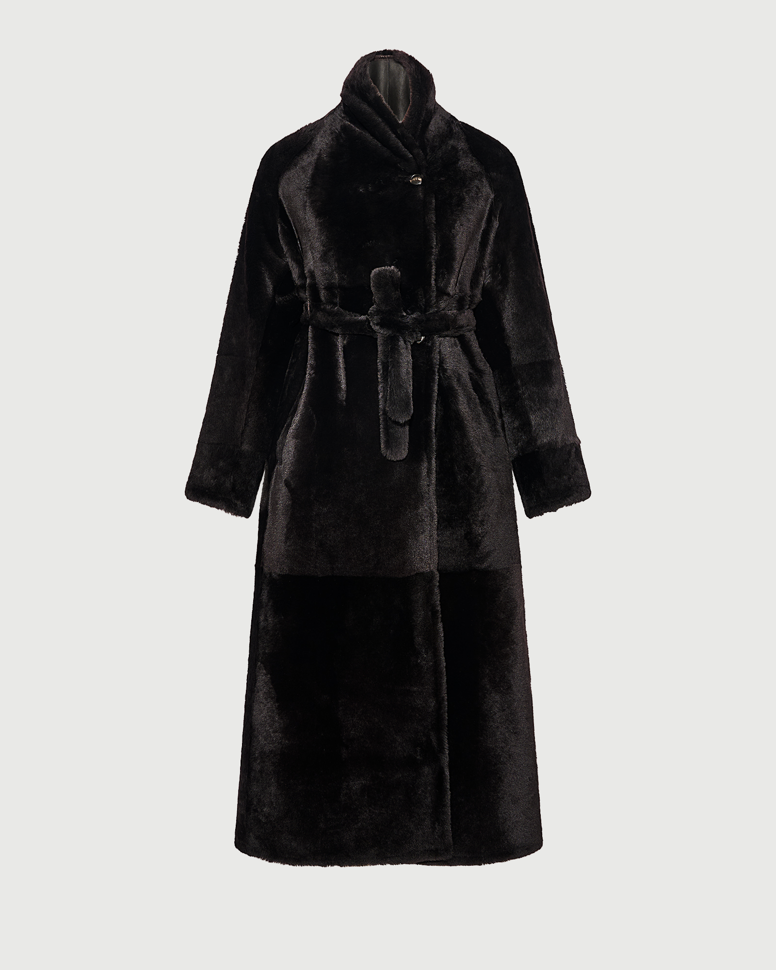 Manteau long en peau lainée d'agneau- Yves Salomon - Nouvelle collection Automne Hiver