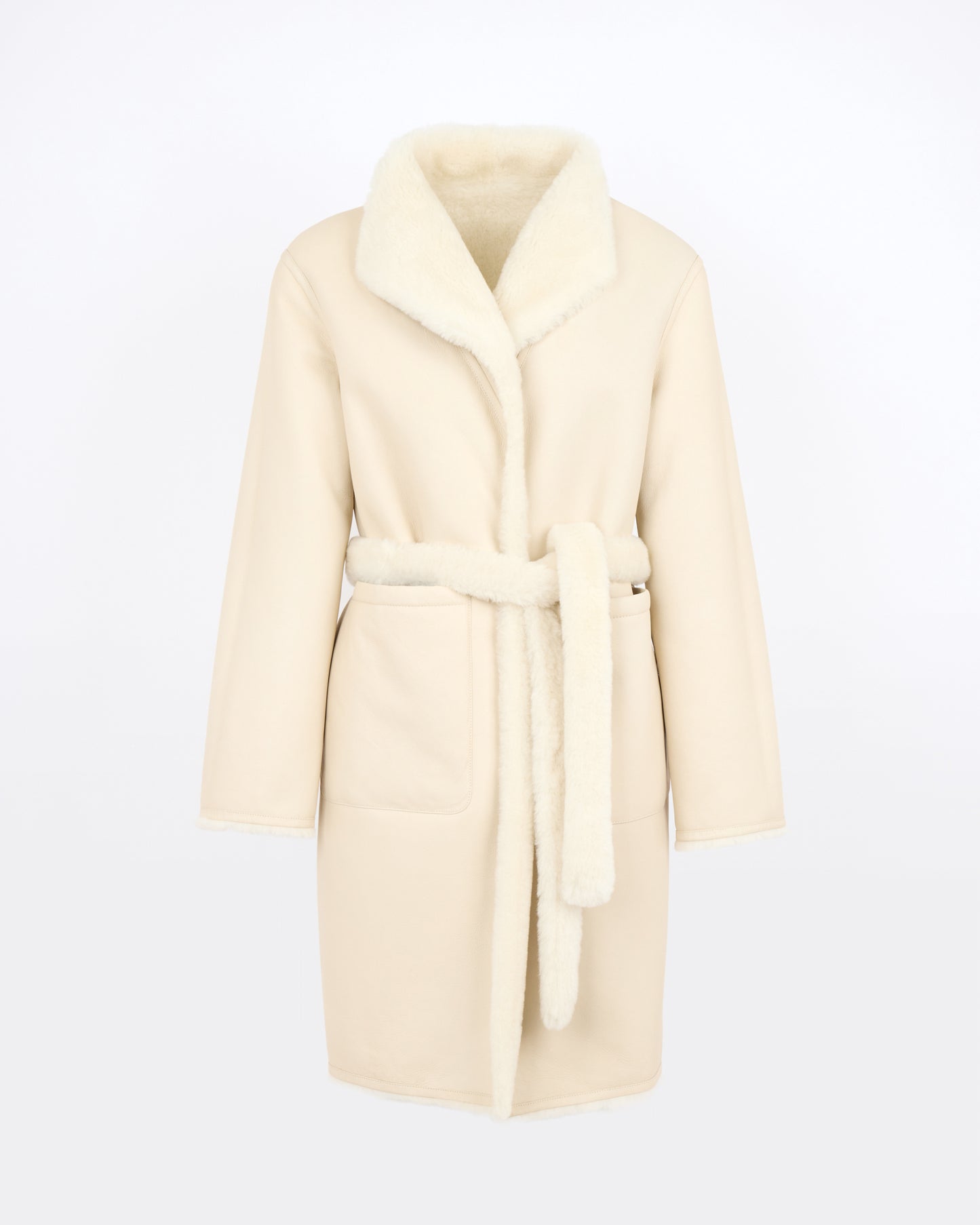 Manteau réversible en peau lainée d'agneau Mérinos raide - Yves Salomon - Nouvelle collection Automne Hiver