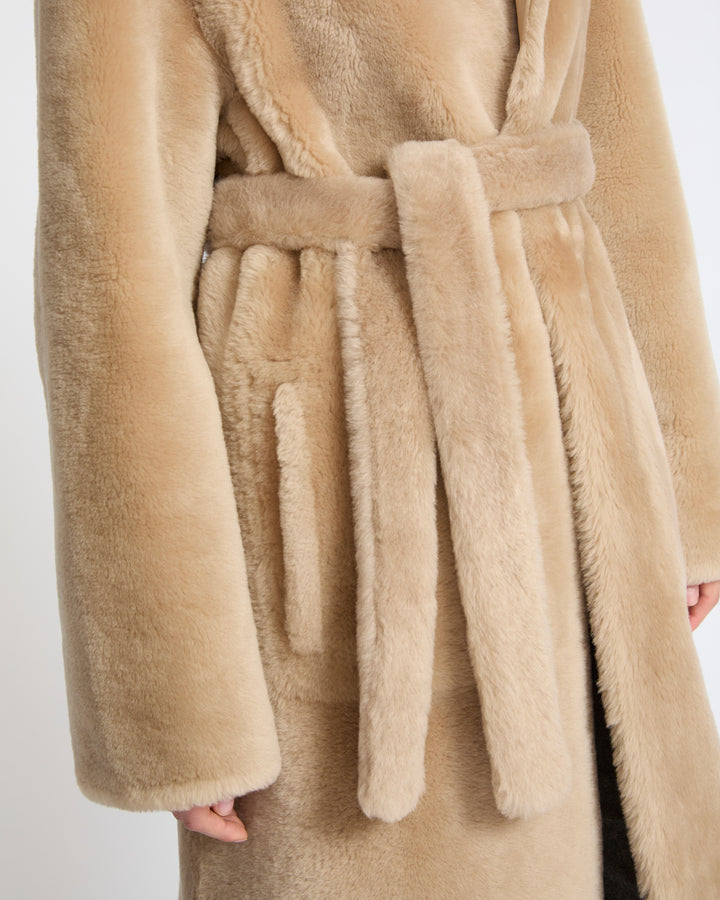Manteau réversible en peau lainée d'agneau Mérinos raide- Yves Salomon - Nouvelle collection Automne Hiver