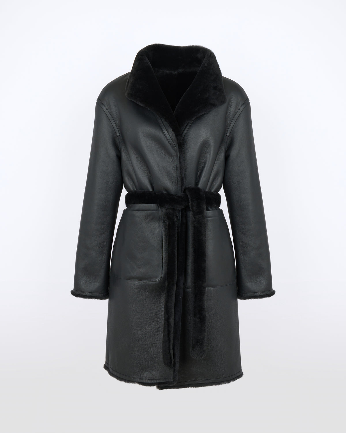 Manteau réversible en peau lainée d'agneau Mérinos raide - Yves Salomon - Nouvelle collection Automne Hiver