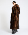 Long fur-effect lambskin shearling coat