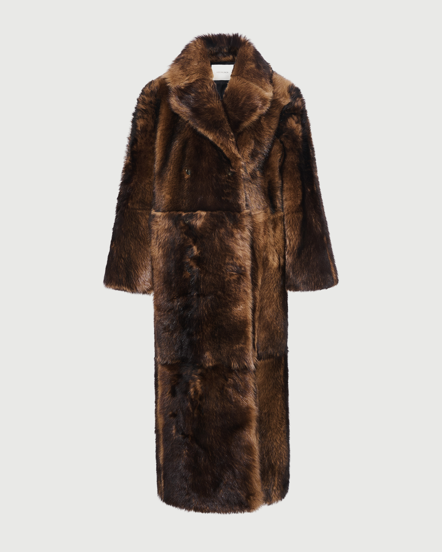 Manteau long en peau lainée d'agneau façon fourrure- Yves Salomon - Nouvelle collection Automne Hiver