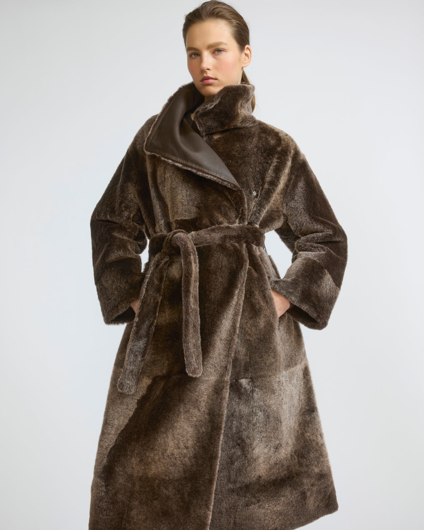 Long reversible Lacon lambskin shearling coat