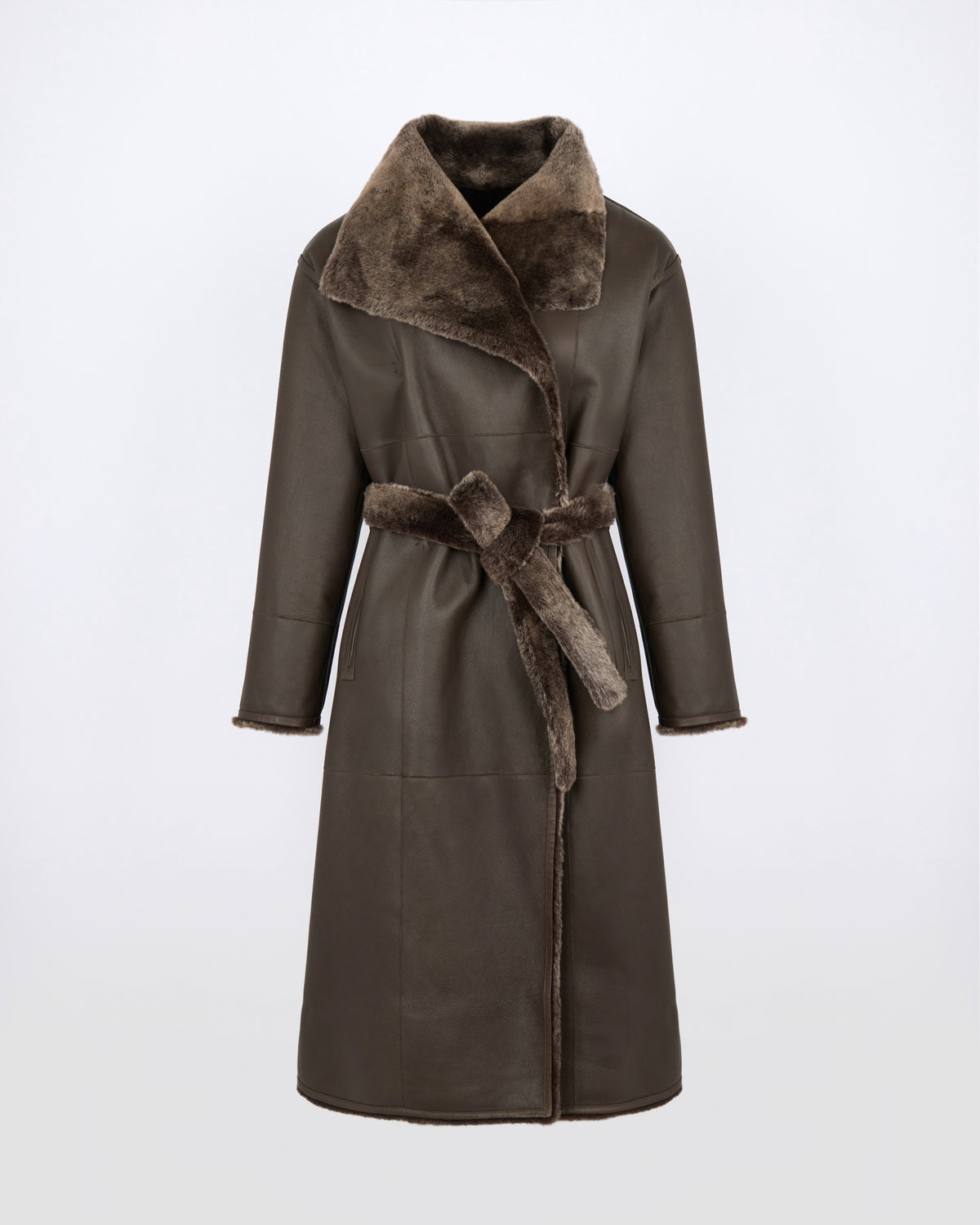 Manteau long réversible en peau lainée d'agneau Lacon - Yves Salomon - Nouvelle collection Automne Hiver