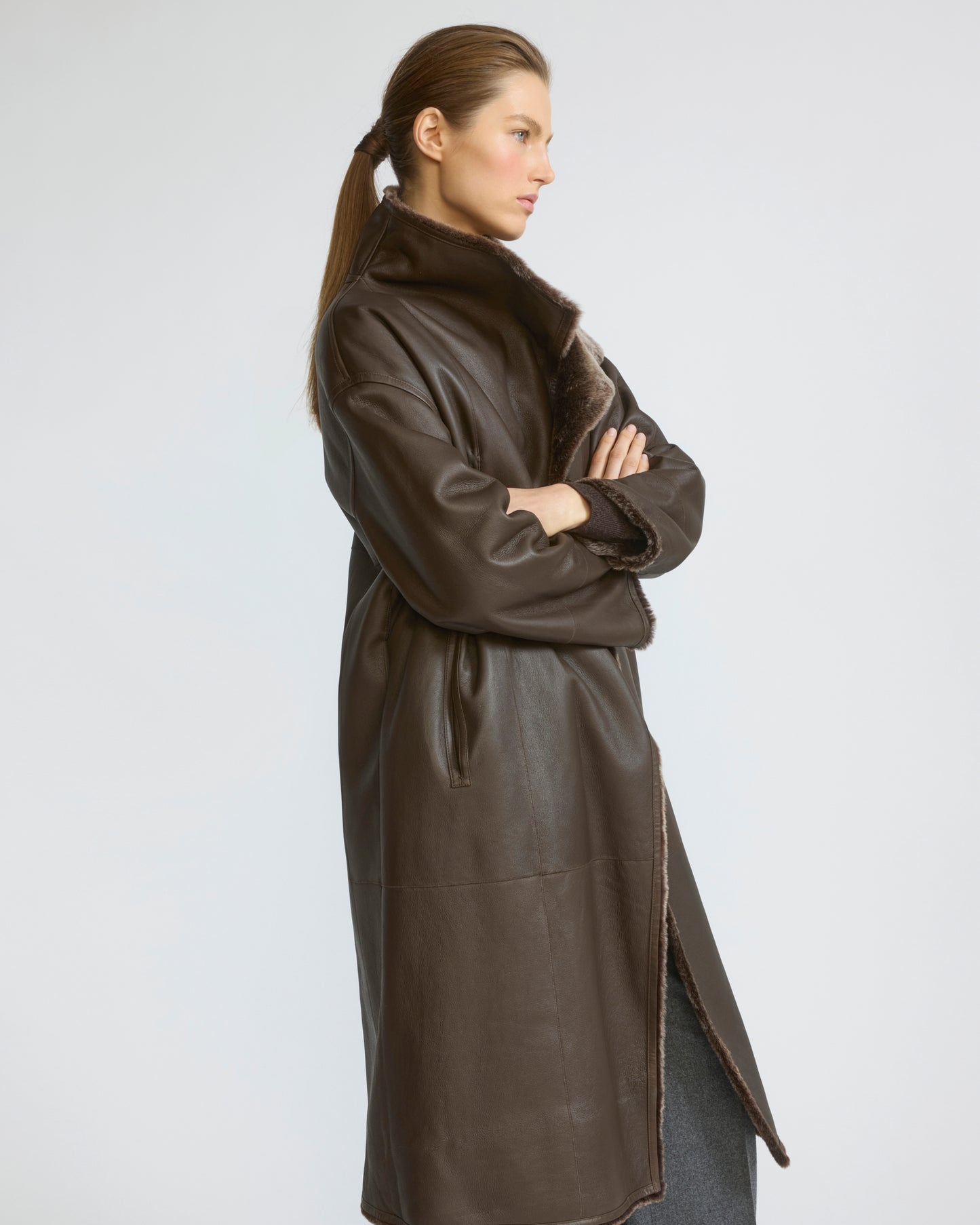 Long reversible Lacon lambskin shearling coat