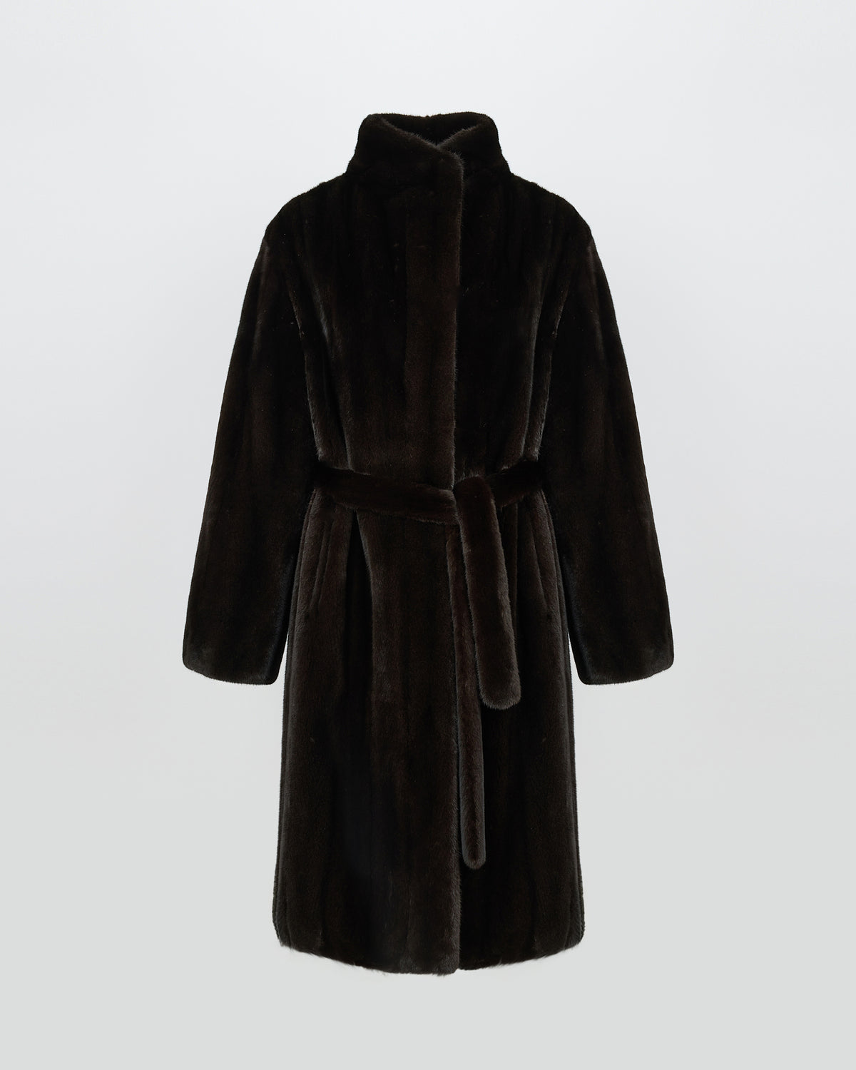 Manteau en fourrure de vison à poils longs avec un col haut - Yves Salomon - Nouvelle collection Automne Hiver