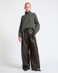 Pantalon large en cuir d'agneau